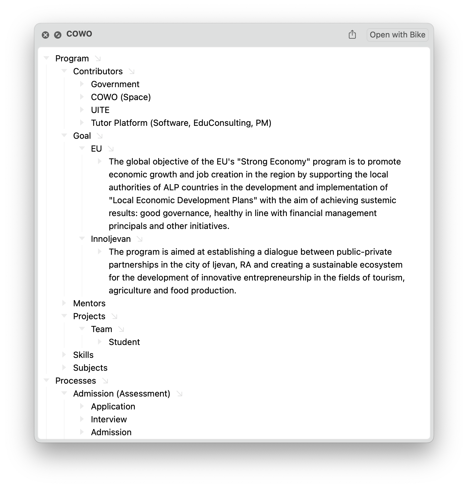 Program planning artifact / COWO